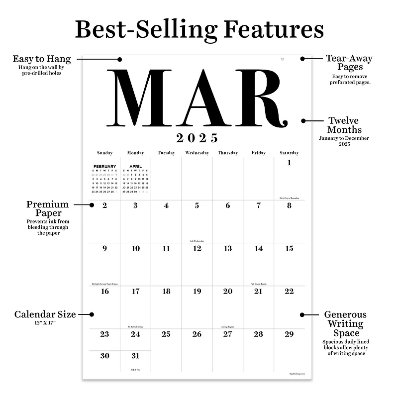 TF Publishing Medium 2025 Art Poster Wall Calendar