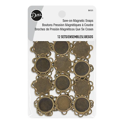 Dritz® Brass Flower Shape Sew-On Magnetic Snaps, 12 Sets