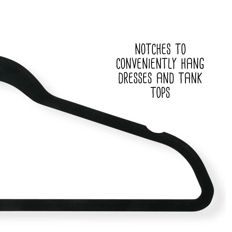 Honey Can Do Black Slim-Profile Non-Slip Velvet Hangers
