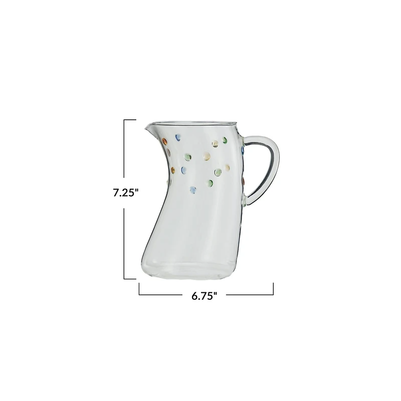 Hello Honey 42oz. Artisanal Borosilicate Glass Pitcher with Raised Dots
