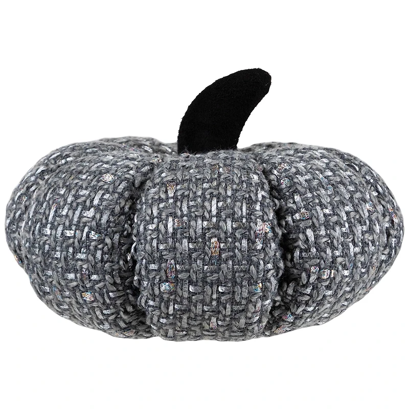7.5" Gray Knitted Fall Harvest Tabletop Pumpkin