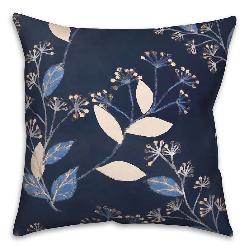 Blue Botanical Throw Pillow 18" x 18"