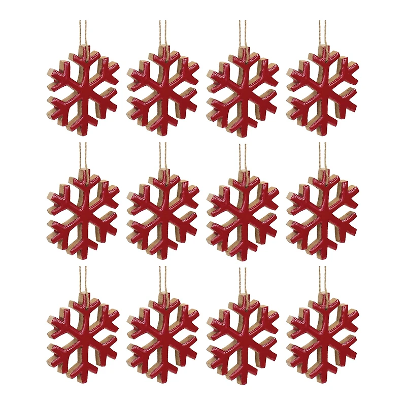 12ct. 4" Red Snowflake Ornament