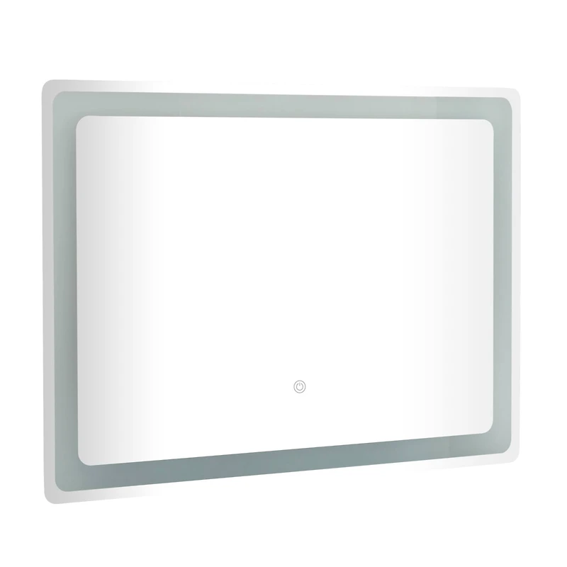 Clear Glass Modern LED Mirror, 32" x 1" x 24"