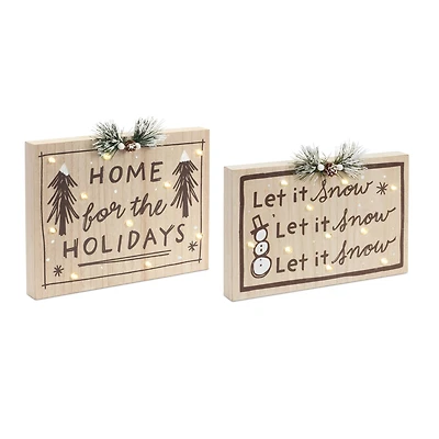 Holiday & Snow LED Sign Set, 8" & 9.25"