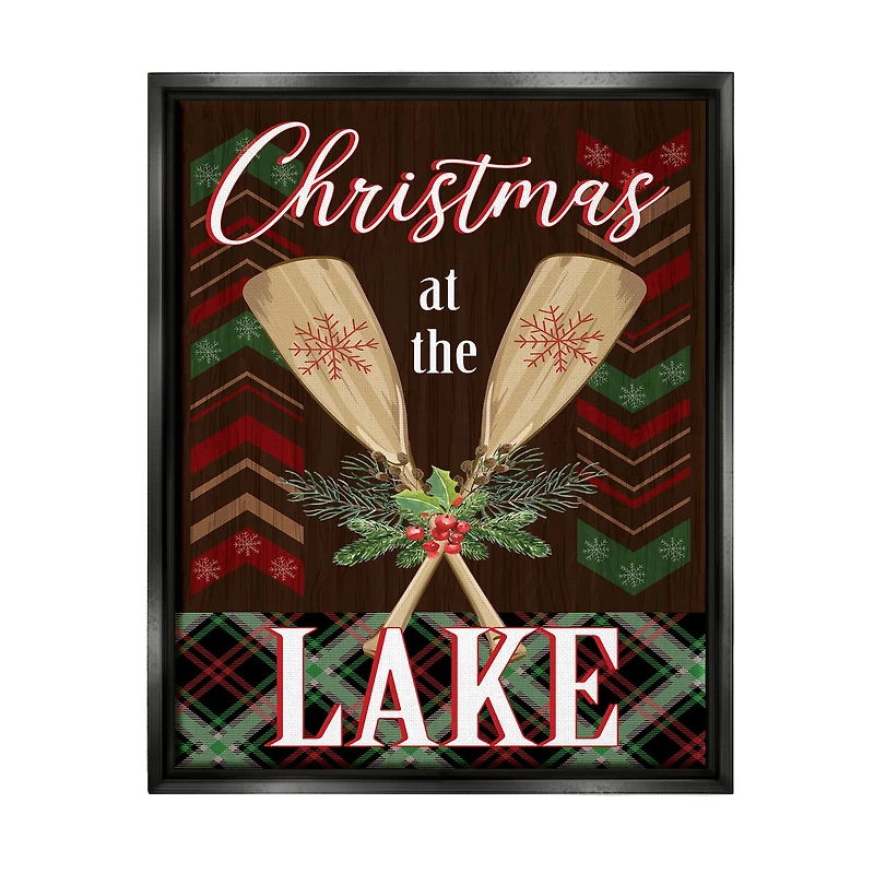 Stupell Industries Christmas At Lake Seasonal Oars Framed Floater Canvas Wall Art