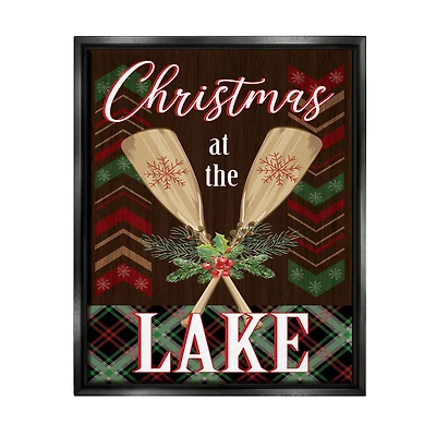 Stupell Industries Christmas At Lake Seasonal Oars Framed Floater Canvas Wall Art