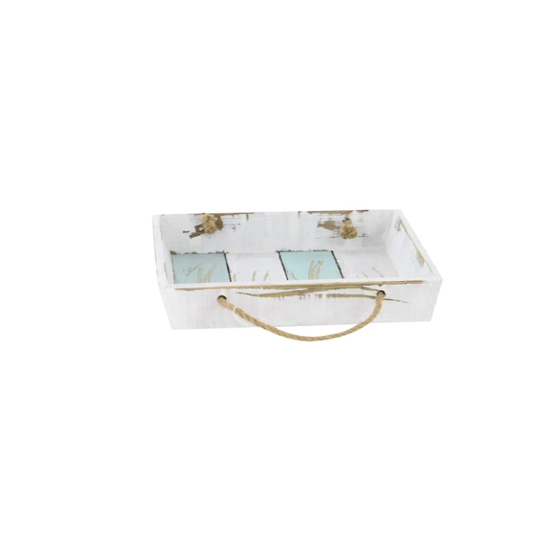 White Wood Coastal Tray Set