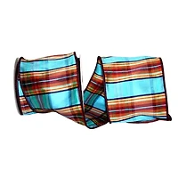 JAM Paper 4" x 10yd. Elizabeth Dupioni Plaid Wired Ribbon