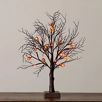 22in. Pre-Lit Artificial Halloween Brown Twig Tree with 12 Orange LED Pumpkin Shaped Lights