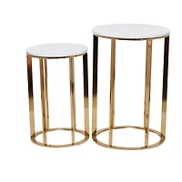 16" Gold Iron Contemporary Accent Table Set