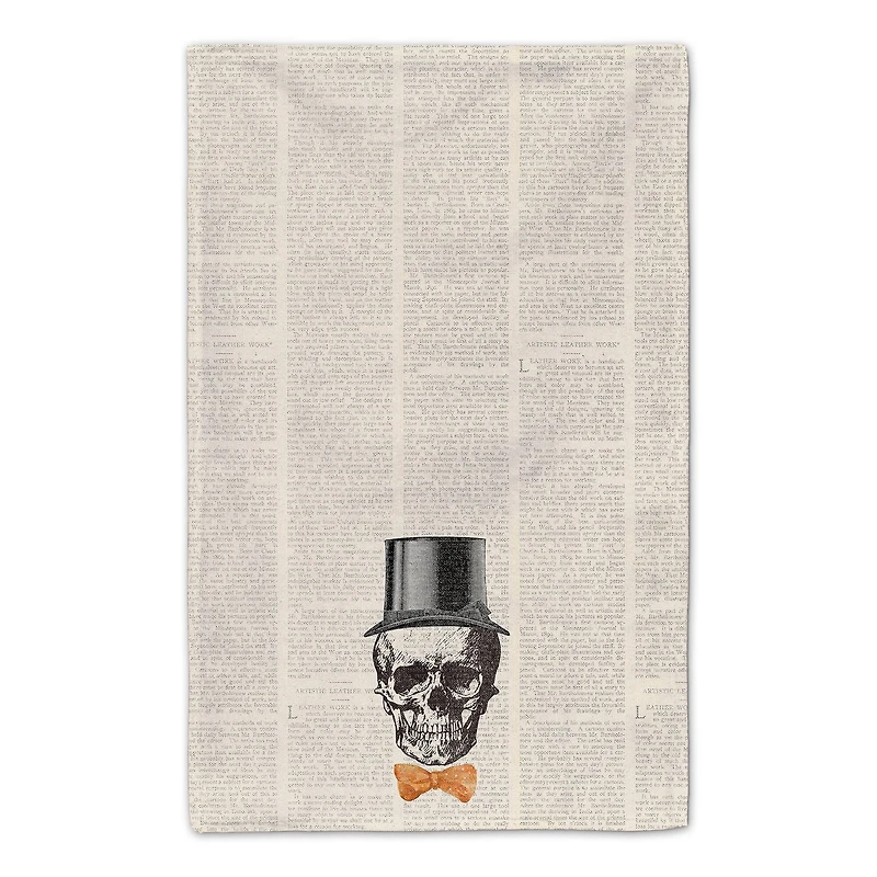 Skull Tophat Newspaper Bowtie Tea Towel Set
