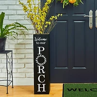 Glitzhome® 30" Black Wood Boxed Welcome Porch Sign