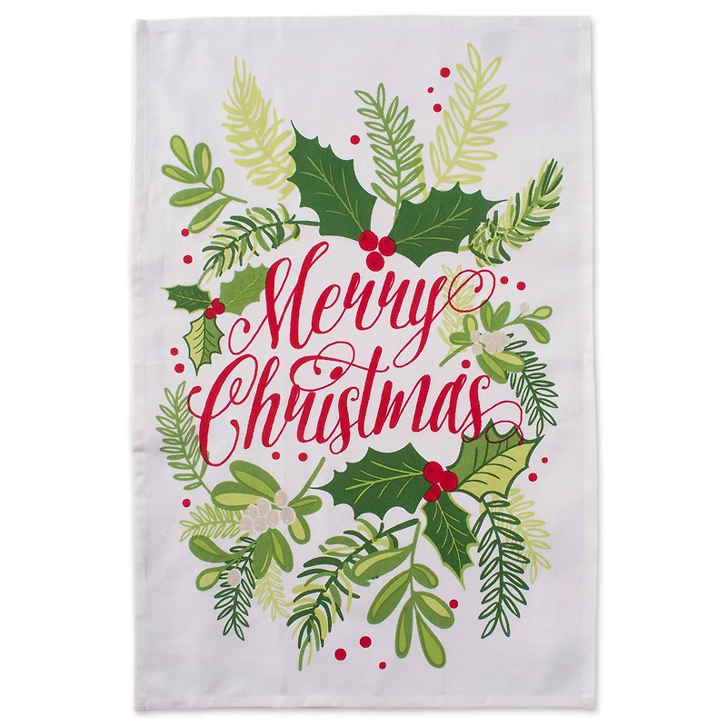 DII® Red & Green Boughs Of Holly Dishtowel Set