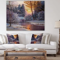 Designart - Winter Forest in River