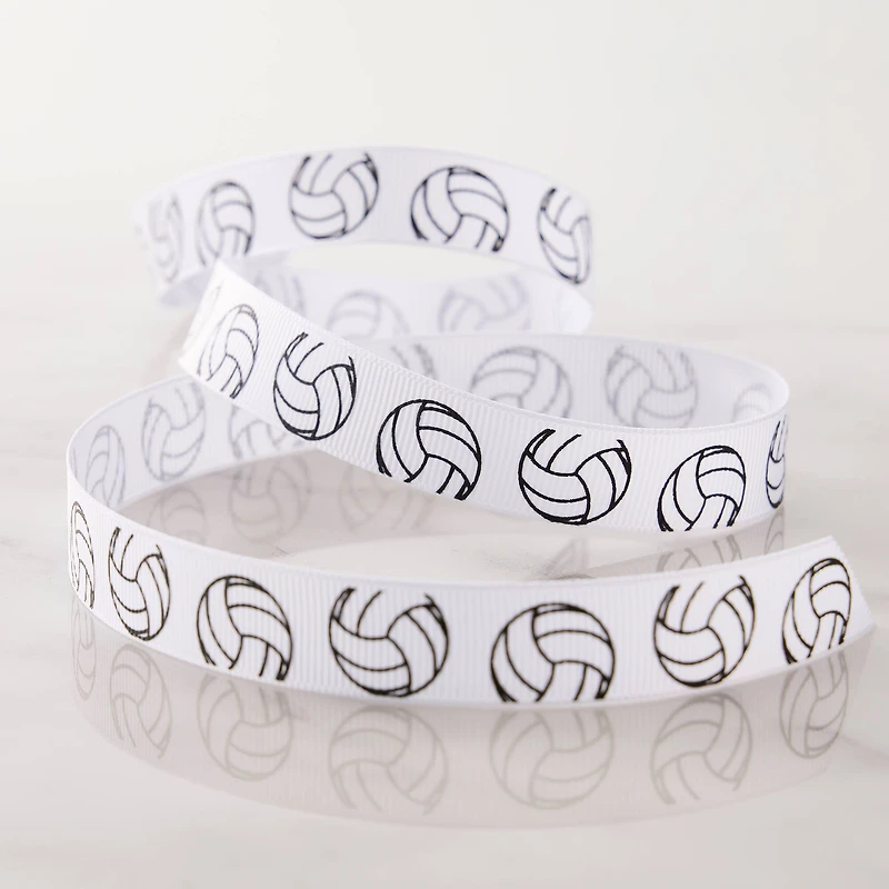 5/8" x 7yd. White Volleyball Grosgrain Ribbon by Celebrate It® Classic