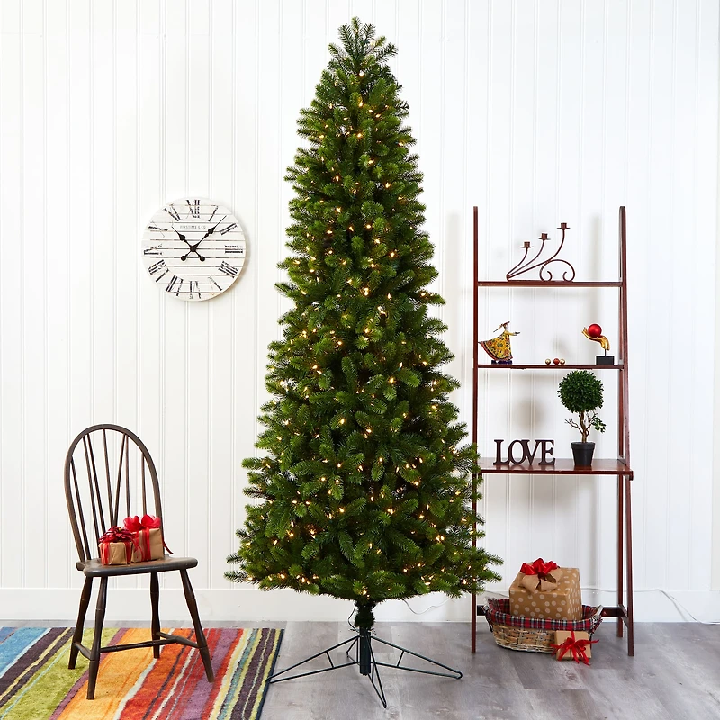 8ft. Pre-Lit Virginia Spruce Artificial Christmas Tree, Warm White LED Lights