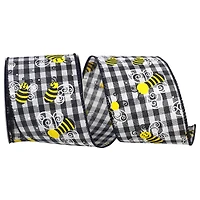 Reliant 2.5" x 10yd. Wired Bumble Bee Gingham Check Ribbon