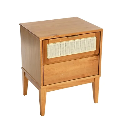 Hello Honey® Crawford 24" Solid Wood Nightstand with Storage Drawers and Cane Detail