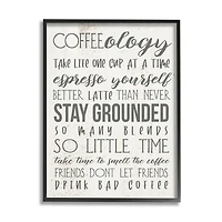 Stupell Industries Coffee-Ology Motivational Life Puns Kitchen Humor Framed Wall Art