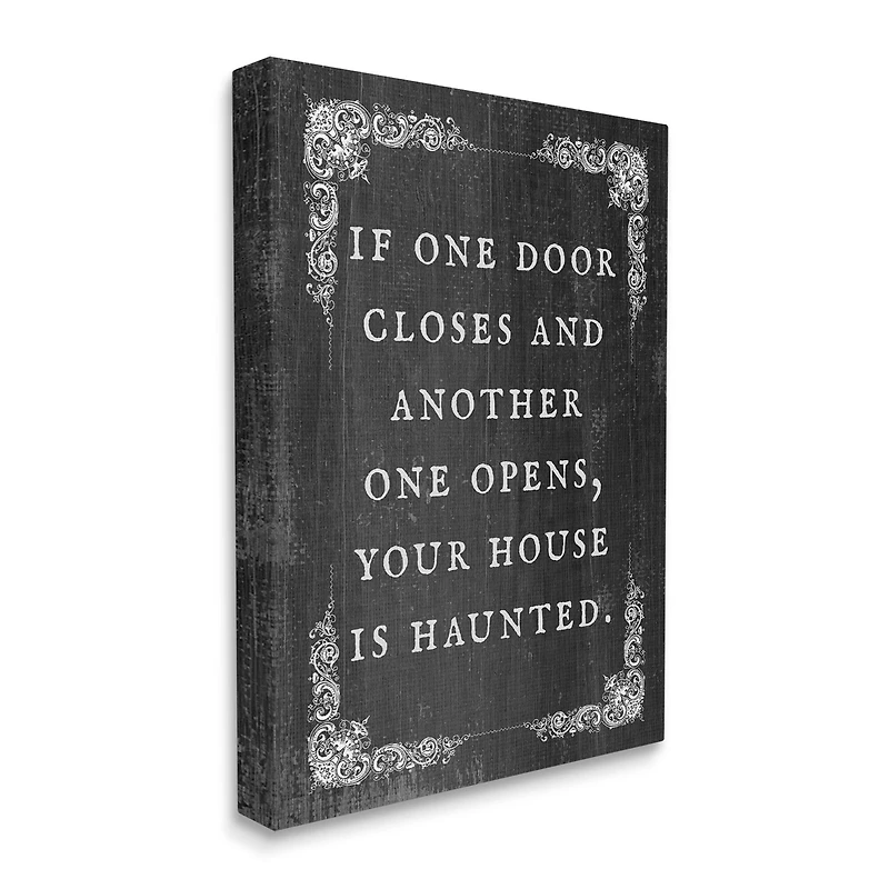 Stupell Industries Funny Haunted House Phrase Canvas Wall Art