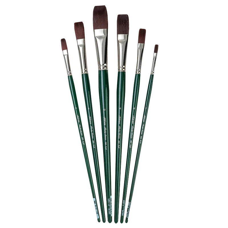 Silver Brush Limited Ruby Satin® 6 Piece Long Flats Brush Set
