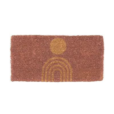Natural Coir Doormat with Rainbow and Circle
