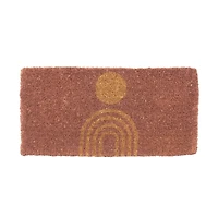 Natural Coir Doormat with Rainbow and Circle