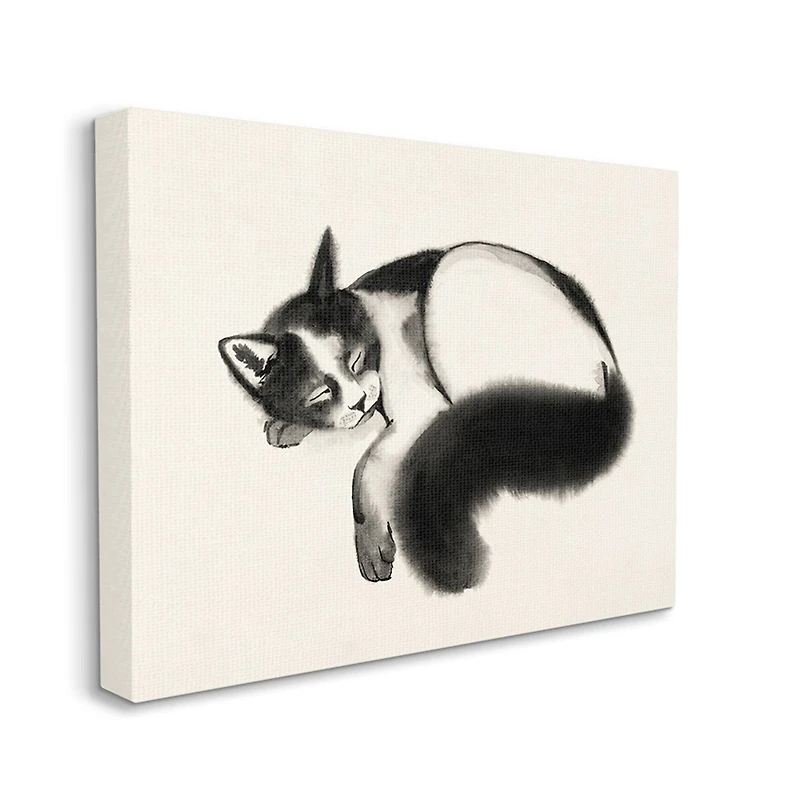 Stupell Industries Relaxed Pet Cat Bushy Black Tail Canvas Wall Art