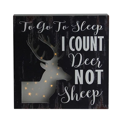LED Lighted Fiber Optic Deer "To Go to Sleep I Count Deer Not Sheep" Wall Art Decoration