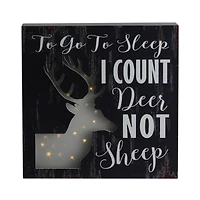 LED Lighted Fiber Optic Deer "To Go to Sleep I Count Deer Not Sheep" Wall Art Decoration