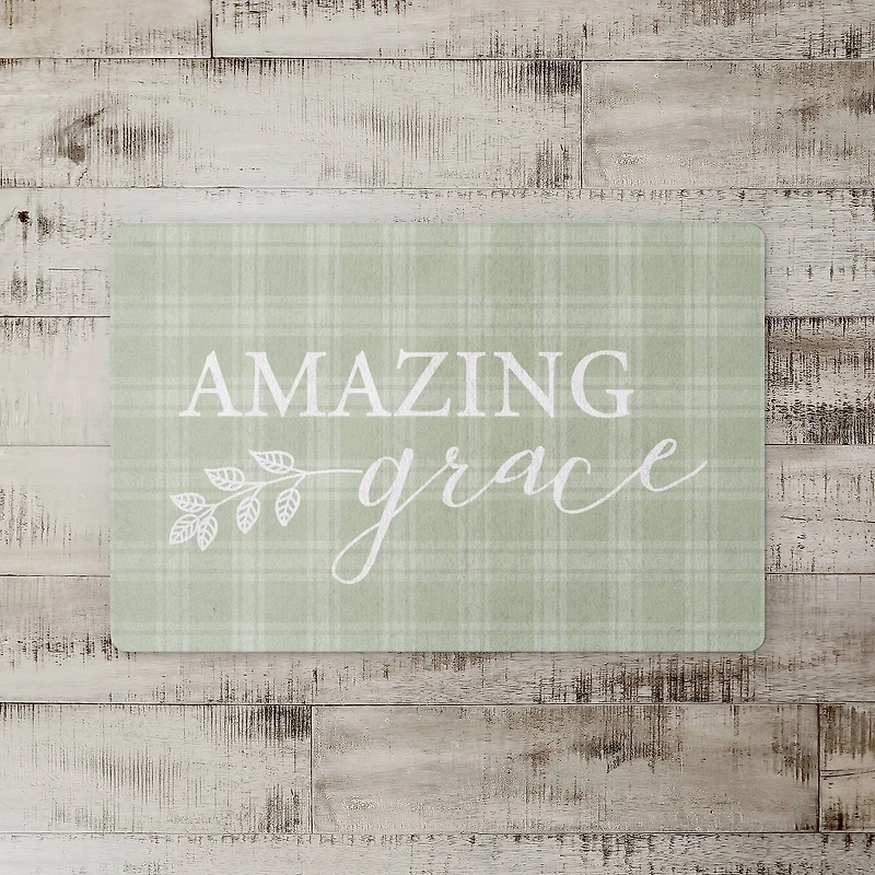 Amazing Grace Green Plaid 27" x 18" Floor Mat
