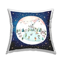 Stupell Industries Winter Fun Ice Skating Scene Pillow