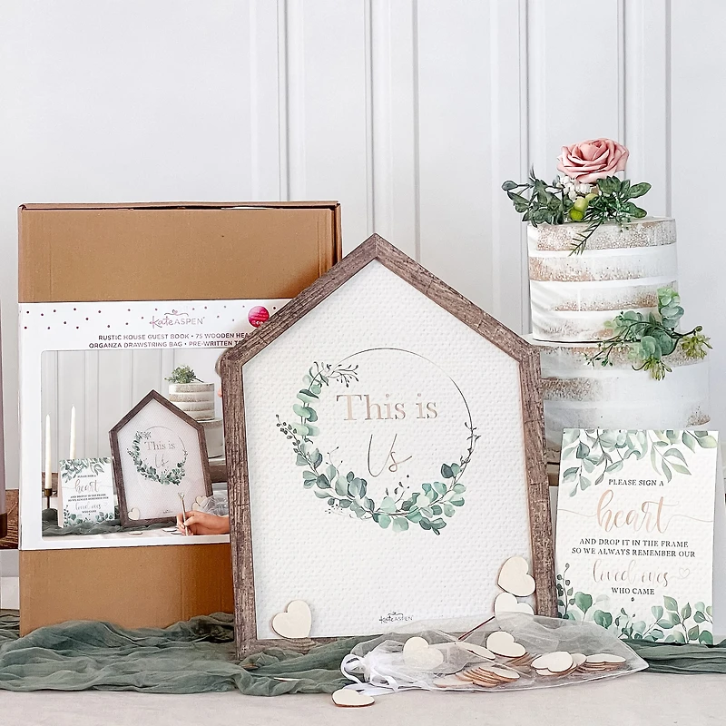 Kate Aspen® Modern Rustic House Shape Wedding Guest Book Alternative