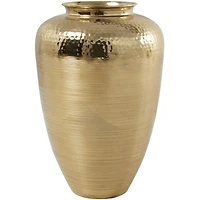 18" Gold Aluminum Brushed Vase with Hammered Top