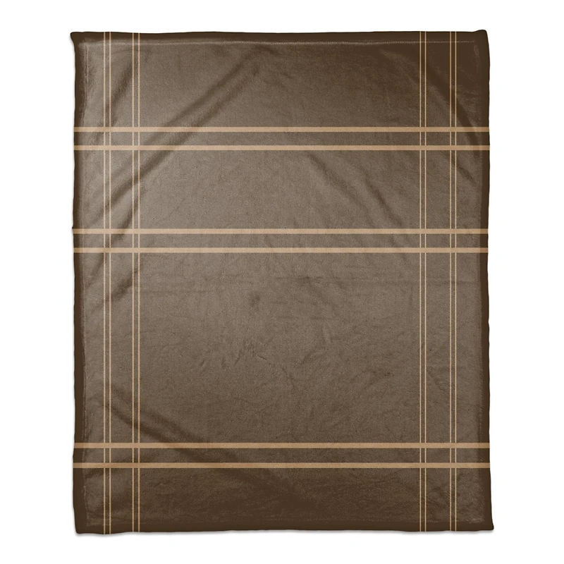 Brown Plaid Fall Lines Coral Fleece Blanket