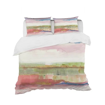 Designart 'Influence of Line and Color Gold Bright' Geometric Bedding Set