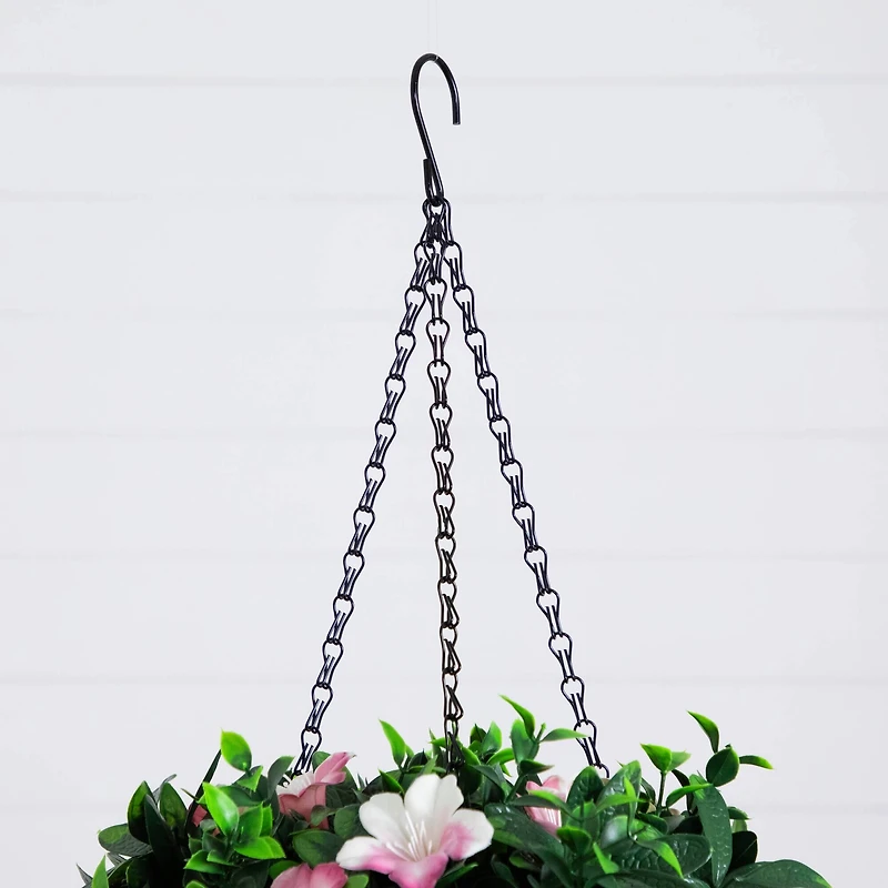 34in. UV Resistant Artificial Azalea Hanging Basket (Indoor/Outdoor)