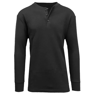 Men's Long Sleeve Waffle-Knit Thermal Henley Shirt
