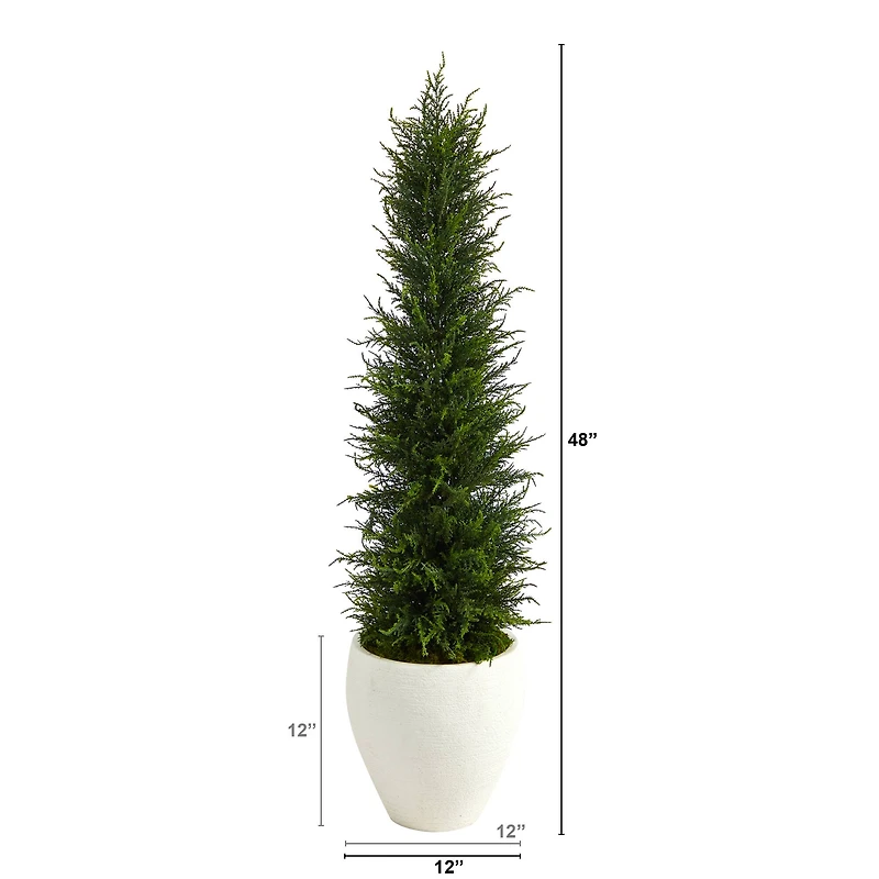 4ft. Cypress UV Resistant Artificial Tree in White Planter