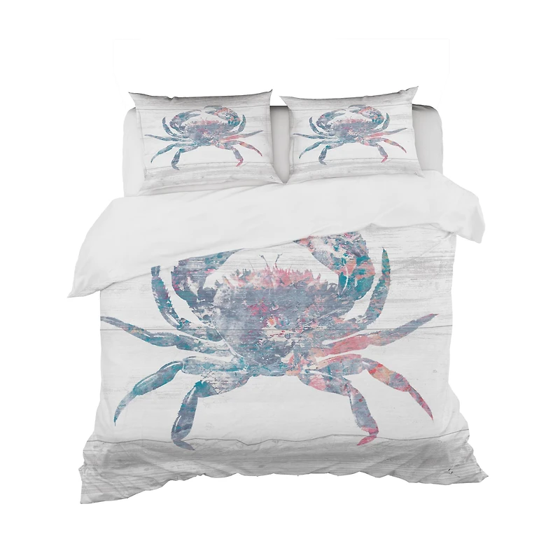 Designart 'Pink Crab Ocean Life' Coastal Bedding Set