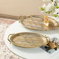Glitzhome® Gold Oval Metal Decorative Trays Set