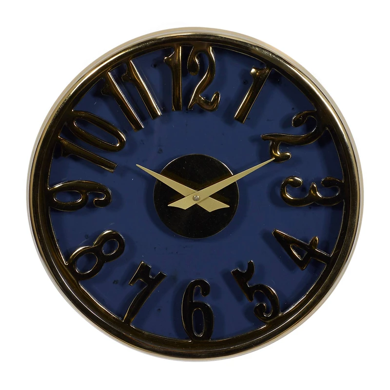 Blue Aluminum Coastal Wall Clock, 12" x 12" x 4"