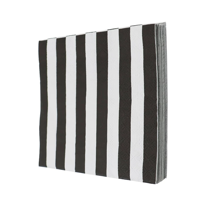 24 Packs: 20 ct. (480 total) Black & White Stripes Beverage Napkins by Celebrate It™