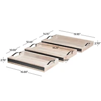 Cream Mango Wood Nesting Tray Set with Black Metal Handles