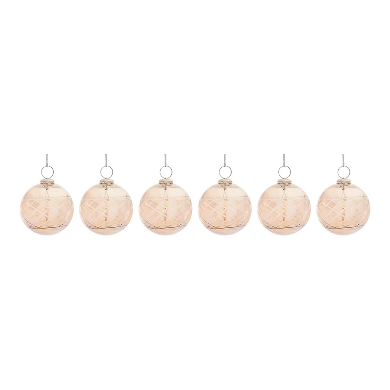6ct. 3" Brown Etched Glass Ball Ornaments