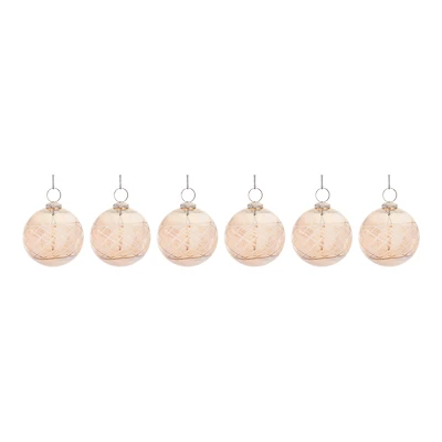 6ct. 3" Brown Etched Glass Ball Ornaments