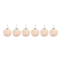6ct. 3" Brown Etched Glass Ball Ornaments