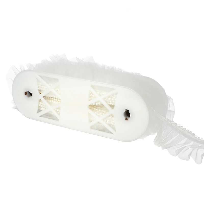 2" White Pleat Tulle with Pearl Bead Trim by Celebrate It®