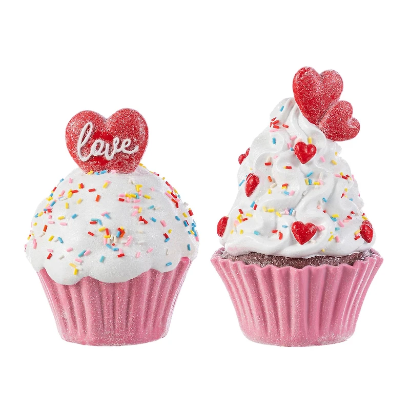 Glitzhome® Valentine's Resin Cupcakes Table Decor Set